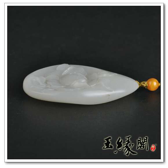 白玉籽料挂件 花开富贵