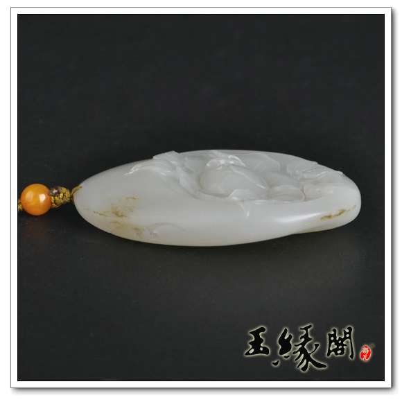 白玉籽料挂件 花开富贵