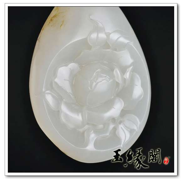 白玉籽料挂件 花开富贵