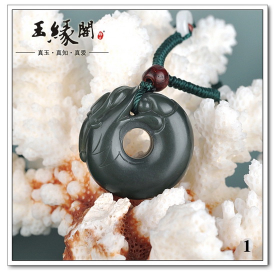 青玉/墨玉籽料挂件 仿古龙圈【五款】
