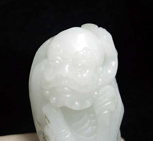 羊脂白玉子料 达摩把件