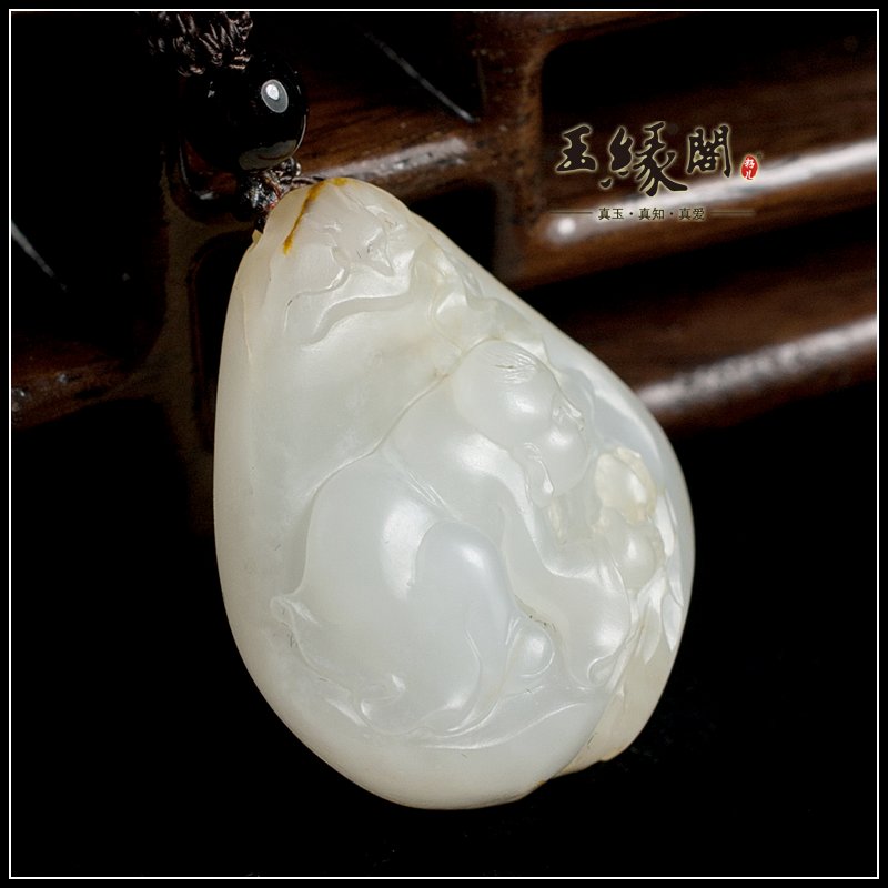 羊脂玉籽料挂件 童子纳福