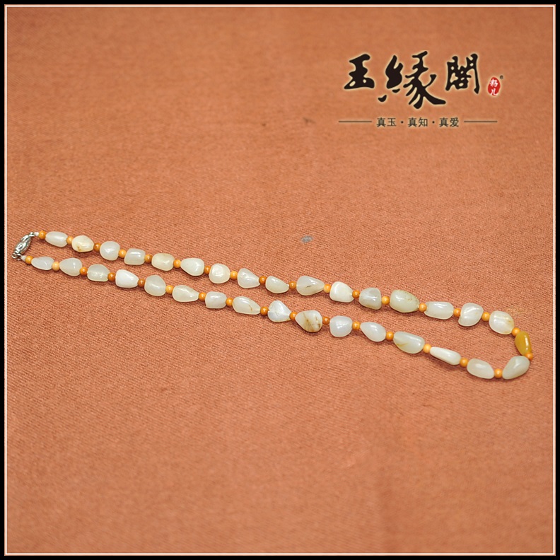 和田玉白玉原籽项链