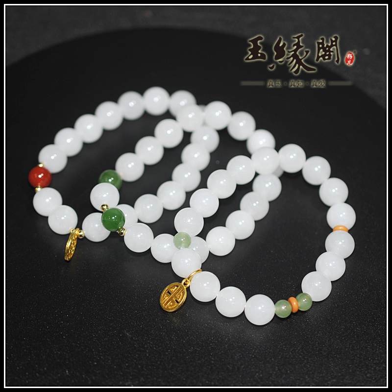 和田玉白玉手链/手串（10mm）
