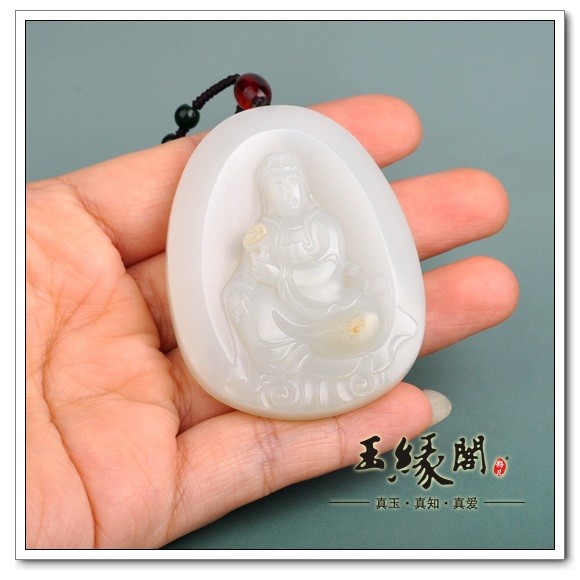 羊脂玉籽料牌 观音