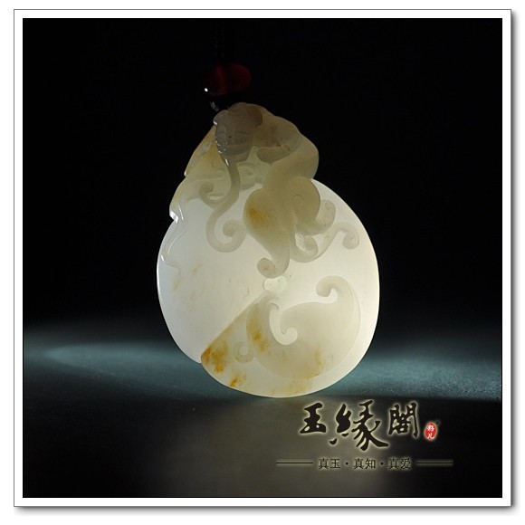 羊脂玉籽料挂件 龙凤呈祥
